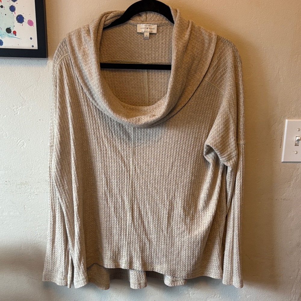 Lucky Brand Light Tan Cowl Neck Sweater